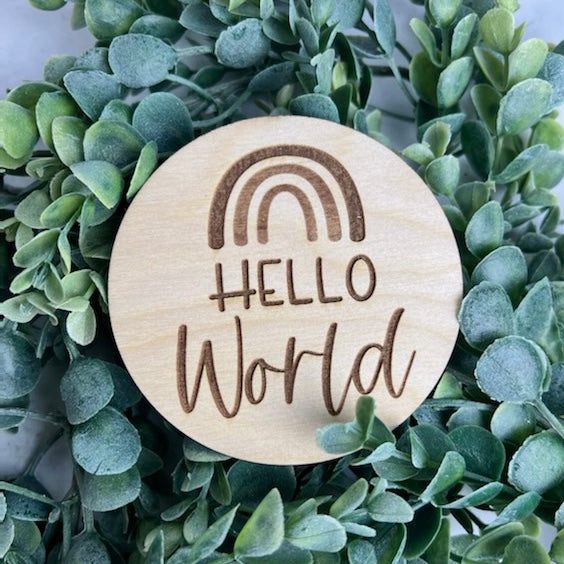 hello world • handmade wooden plaque
