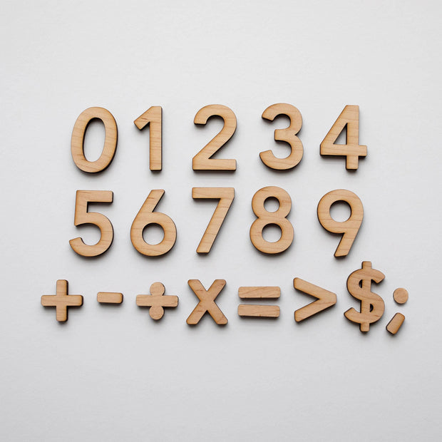 Handmade Wooden Numbers Set + Math Equations Set
