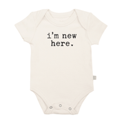i'm new here · organic cotton short-sleeve onesie - Rainbow Sprout Baby Company