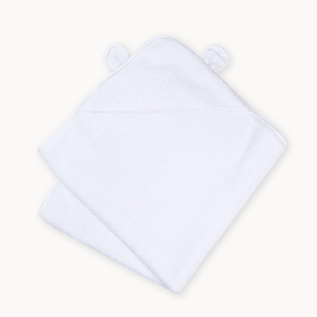 white · organic cotton hooded towel - Rainbow Sprout Baby Company