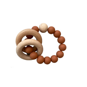 terracotta · wood + silicone teether