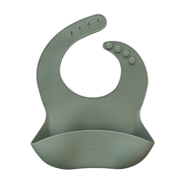 sage green · classic easy-to-clean silicone bucket bib