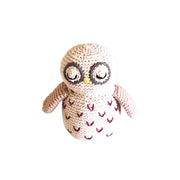 Handmade Organic Cotton Owl Rattle · White Color 