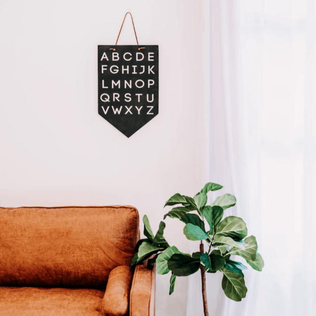 Hand-engraved Wooden Alphabet Wall Sign