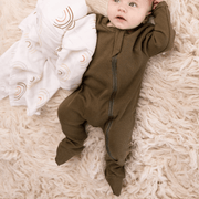 moss · organic ribbed cotton footed pajamas - Rainbow Sprout Baby Company