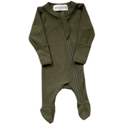 moss · organic ribbed cotton footed pajamas - Rainbow Sprout Baby Company