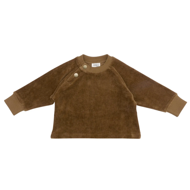 toffee · organic cotton velour baby sweater