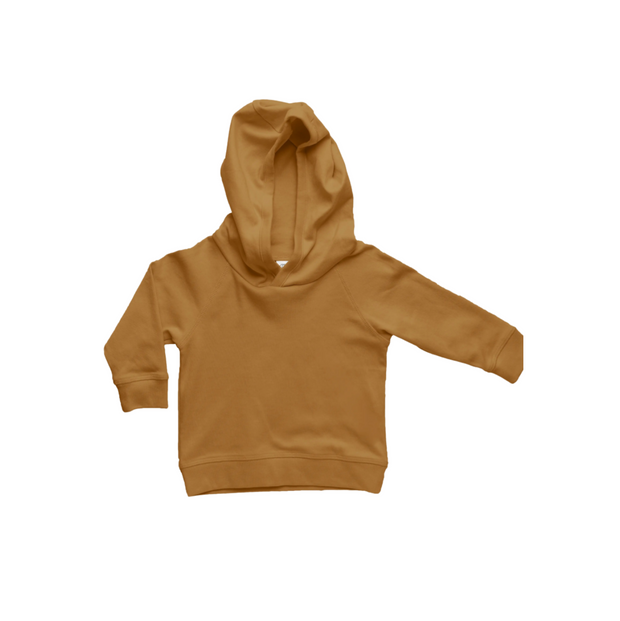 Organic Cotton Hooded Pullover Sweatshirt · Mustard Color