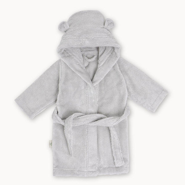 Organic Cotton Hooded Bathrobe · Fits sizes 0-24 Months · Grey Color