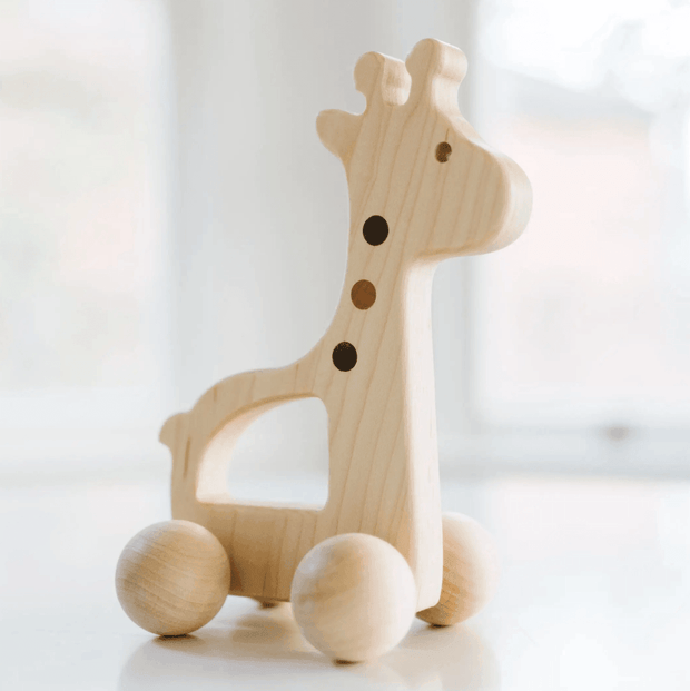 Handmade Wooden Giraffe Push Toy